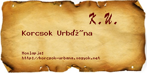 Korcsok Urbána névjegykártya